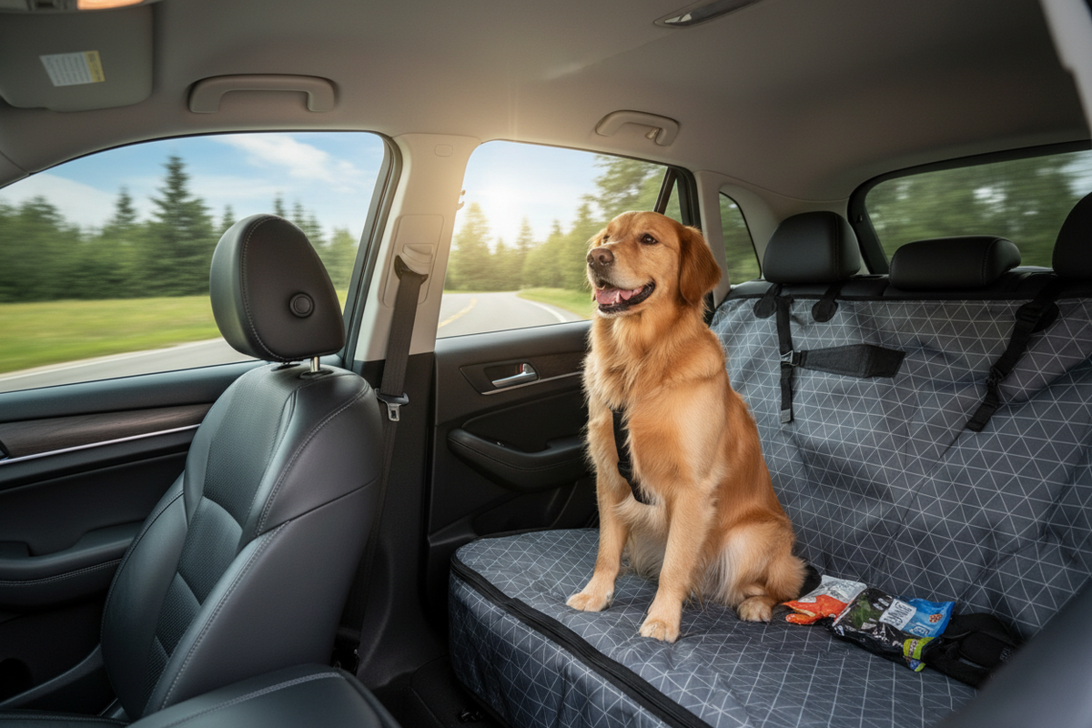 Golden Retriever on Seat Cover